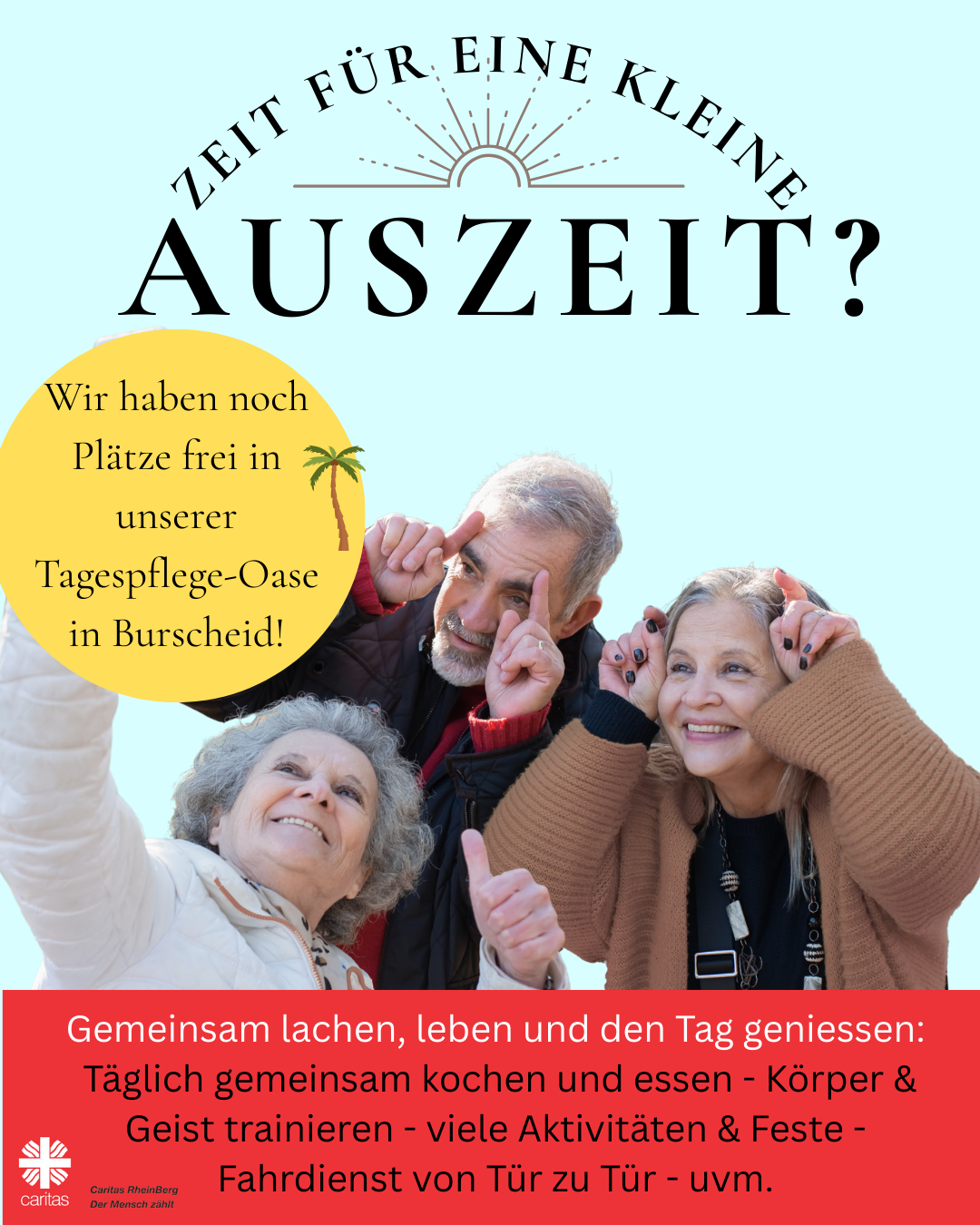 FREIE PLÄTZE IN DER TAGESPFLEGE BURSCHEID (c) Caritas RheinBerg