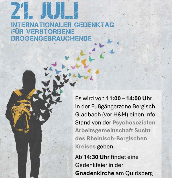 21. Juli - Gedenktag für verstorbene drogengebrauchende Menschen - Plakat